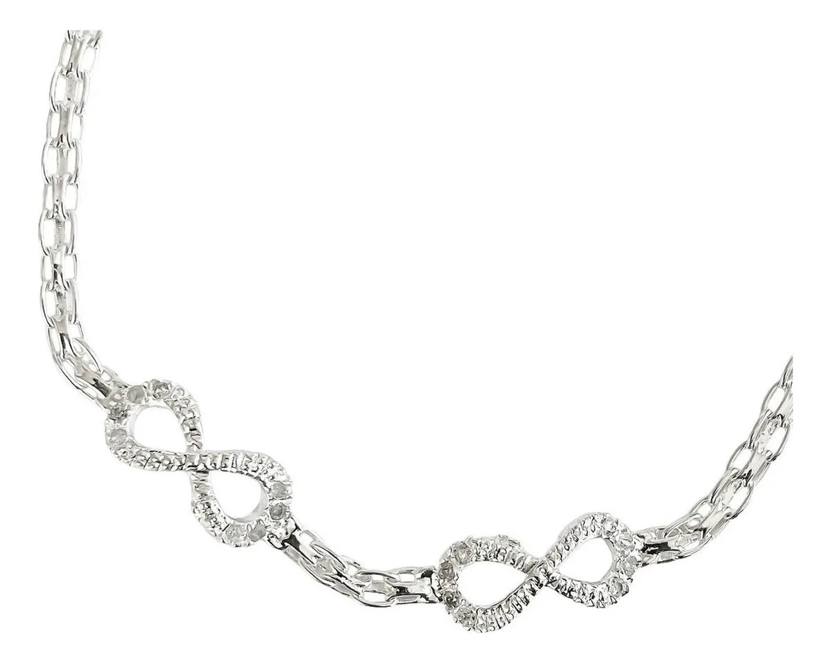 Pulsera de plata 925 doble infinito con corazón ajustable para mujer - Joyaris joyería fina mexicana