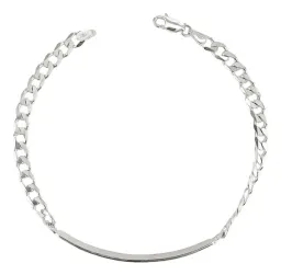 Pulsera Esclava Plata 925 Ley Cubana con Placa Grabable para Hombre - Imagen 4