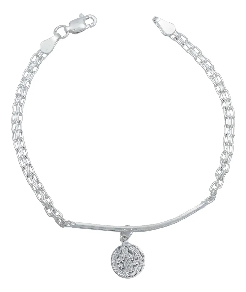 Pulsera Esclava Bismark Placa Movible Plata .925 19cm - Imagen 1