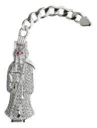 Pulsera Esclava Plata 925 Cadena Cubana Santa Muerte para Hombre - Imagen 3