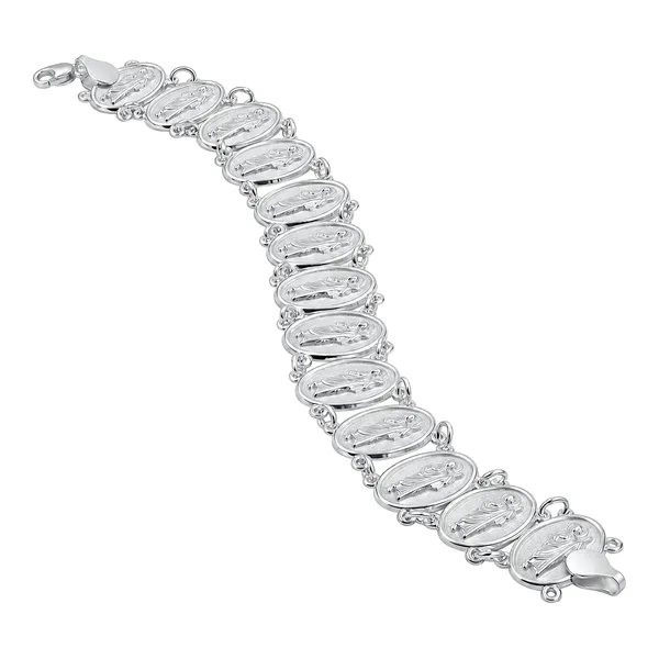 Pulsera Esclava de Plata .925 con Medallas de San Judas Tadeo 19 cm - Imagen 1