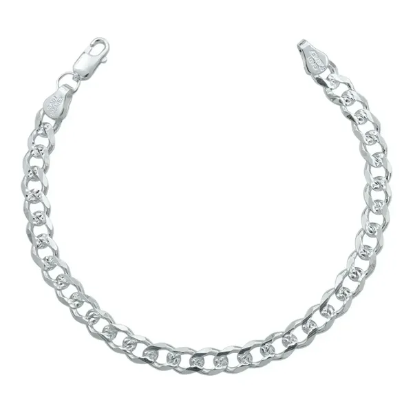 Pulsera Esclava Plata 925 Cubana Diamantada para Hombre Modelo 1472 - Imagen 1