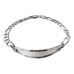 Pulsera Esclava de Plata .925 Petatillo Fígaro con Placa 22 cm - Imagen 1