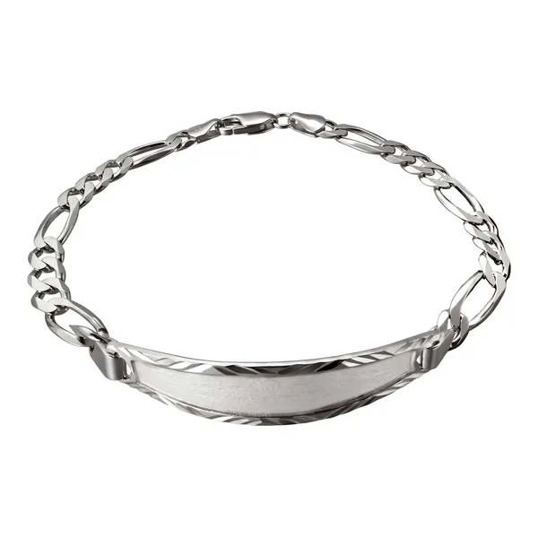 Pulsera esclava para hombre de plata ley .925 petatillo fígaro con placa rectangular - Joyaris joyería fina mexicana