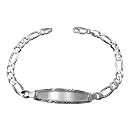 Pulsera Esclava de Plata .925 Petatillo Fígaro con Placa 22 cm - Imagen 2