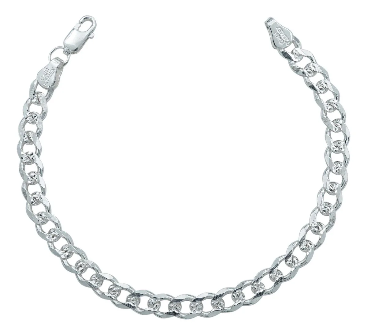 Pulsera Esclava Hombre Plata .925 maciza, cadena cubana diamantada de eslabones gruesos. Pulsera plateada hombre moderna, est