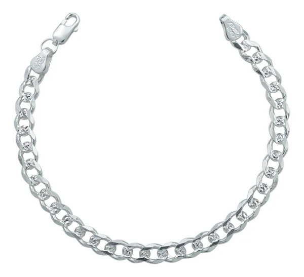 Pulsera Esclava Hombre Cubana Diamantada Plata .925 20.5cm - Imagen 1