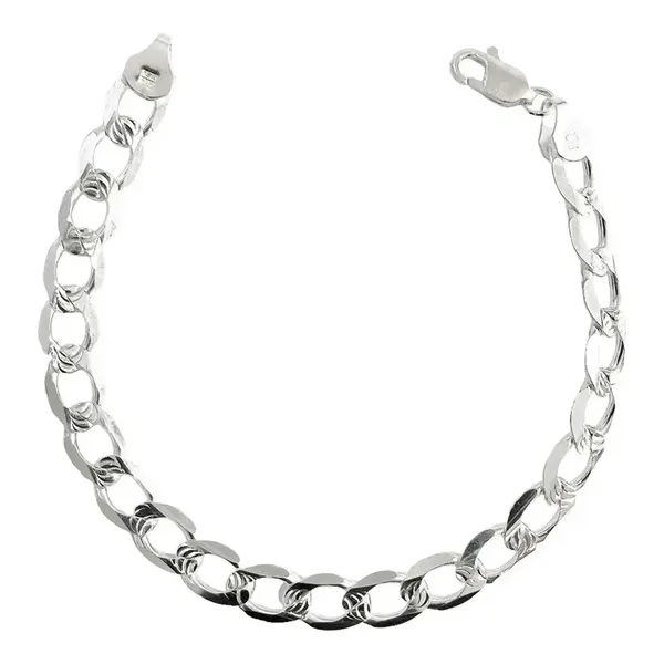 Pulsera de plata .925 para hombre diseno cubana diamantada 8mm — Joyaris