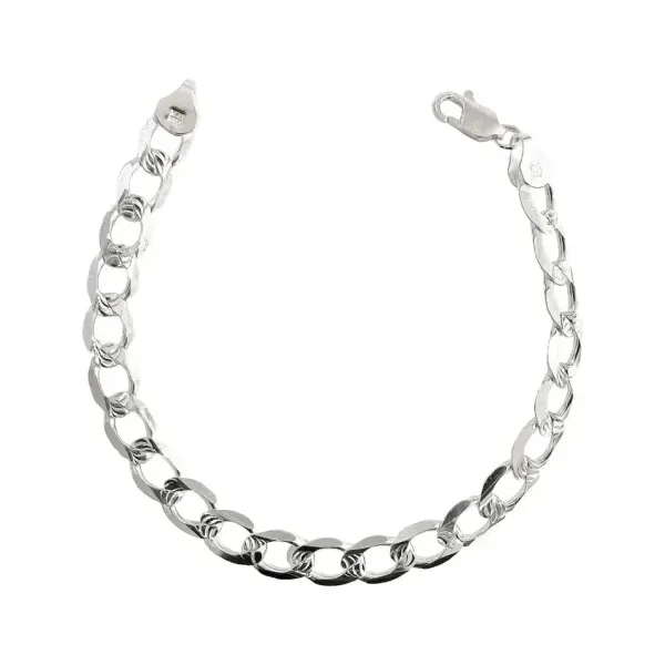Pulsera de plata .925 para hombre diseno cubana diamantada 8mm — Joyaris