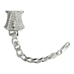 Pulsera Esclava Plata 925 Cadena Cubana Santa Muerte Fucsia Hombre - Imagen 2