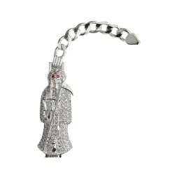 Pulsera Esclava Plata 925 Cadena Cubana Santa Muerte para Hombre - Imagen 3