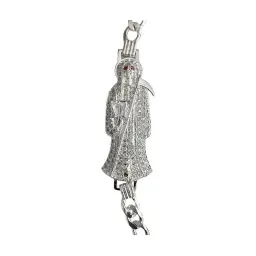 Pulsera Esclava Plata 925 Cadena Cubana Santa Muerte para Hombre - Imagen 4