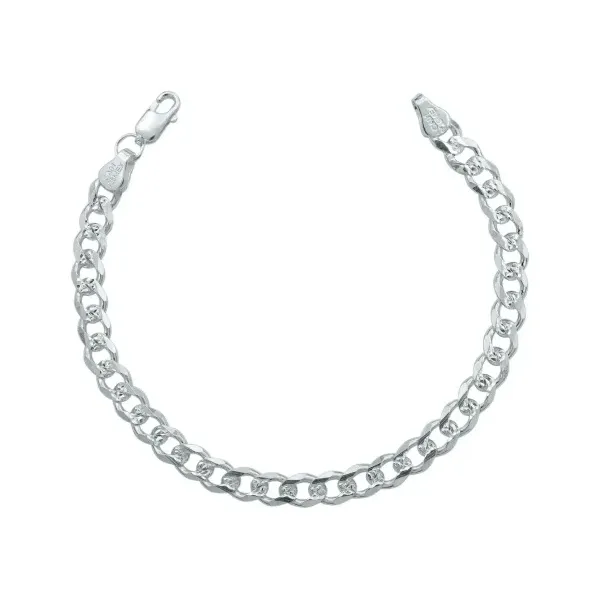 Pulsera Esclava Plata 925 Cubana Diamantada Hombre 20cm - Imagen 1