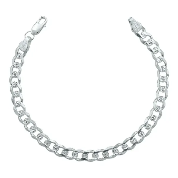 Pulsera Esclava Plata 925 Cubana Diamantada Hombre 20cm - Imagen 1