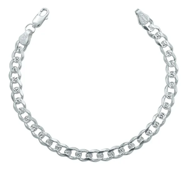 Pulsera Esclava Plata 925 Cubana Diamantada Hombre 20cm - Imagen 1
