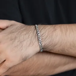 Pulsera Esclava Plata 925 Diseño Cubana Diamantada Hombre - Imagen 2