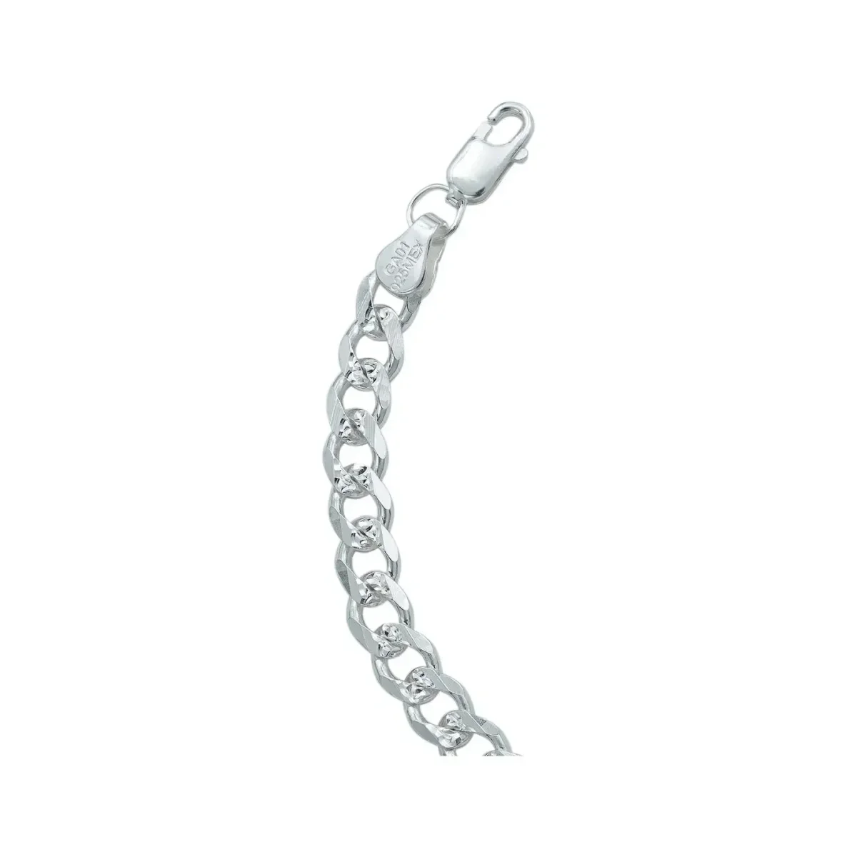 Pulsera Esclava Plata 925 Cubana Diamantada Hombre 20cm - Imagen 4
