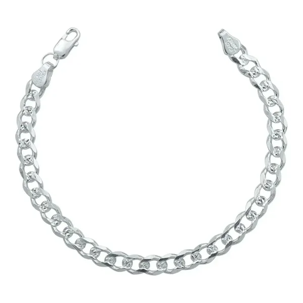 Pulsera Esclava Plata 925 Cubana Diamantada para Caballero - Imagen 1