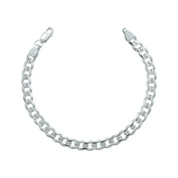 Pulsera Esclava Plata 925 Cubana Diamantada para Caballero - Imagen 1