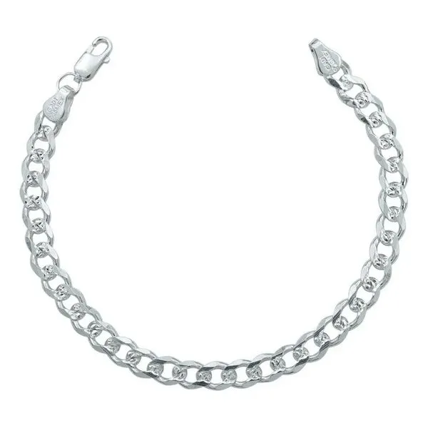 Pulsera Esclava Plata 925 Cubana Diamantada para Caballero - Imagen 1