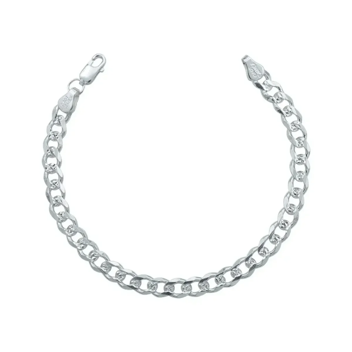 Pulsera esclava cubana diamantada para hombre en auténtica Plata .925 nacional eslabón cubano de seis milímetros y broche