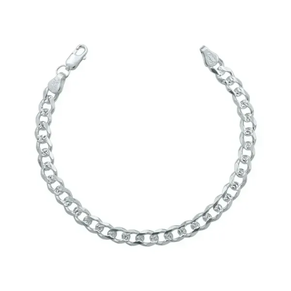 Pulsera Esclava Plata 925 Cubana Diamantada para Hombre Modelo 1472 - Imagen 1