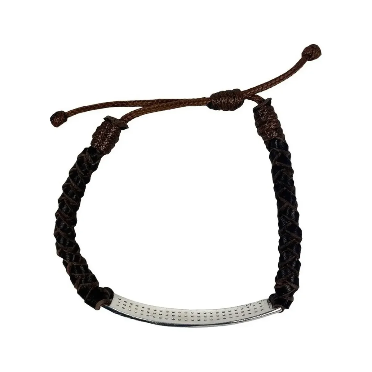 Pulsera Esclava Plata 925 Cuero Multicolor Zirconias Ajustable - Imagen 3
