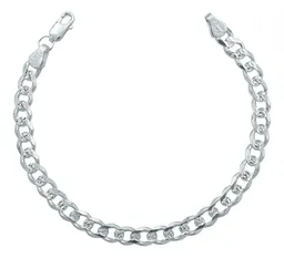Pulsera Esclava Plata 925 Diseño Cubana Diamantada Hombre - Imagen 1