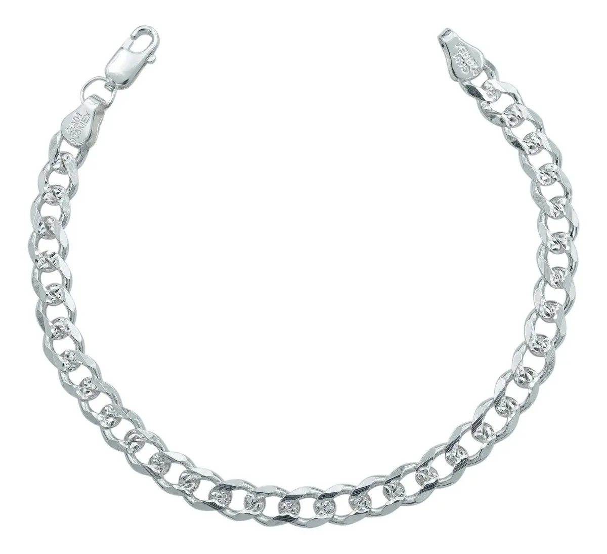 Pulsera de Plata 925 para hombre con diseño de eslabones cubanos diamantados, robusta y elegante. Joyería de plata para hombr