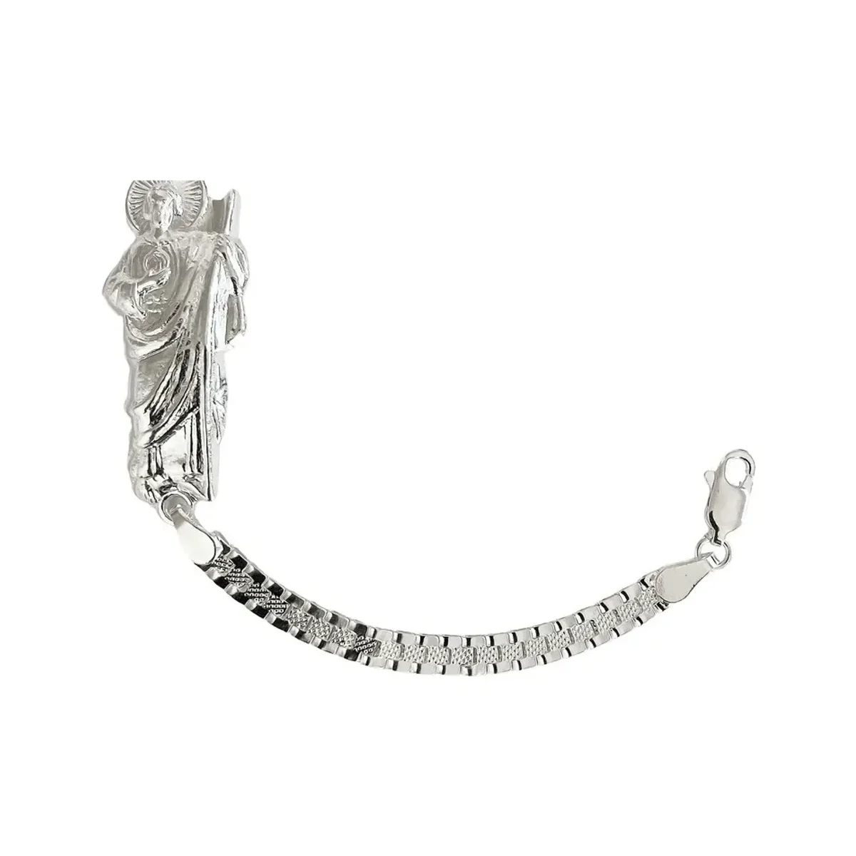 Pulsera Esclava Plata 925 Diseño Rolex con Medalla San Judas Tadeo - Imagen 4