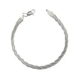 Pulsera Esclava Plata 925 Diseño Trenzado Estilo Florentino - Imagen 1