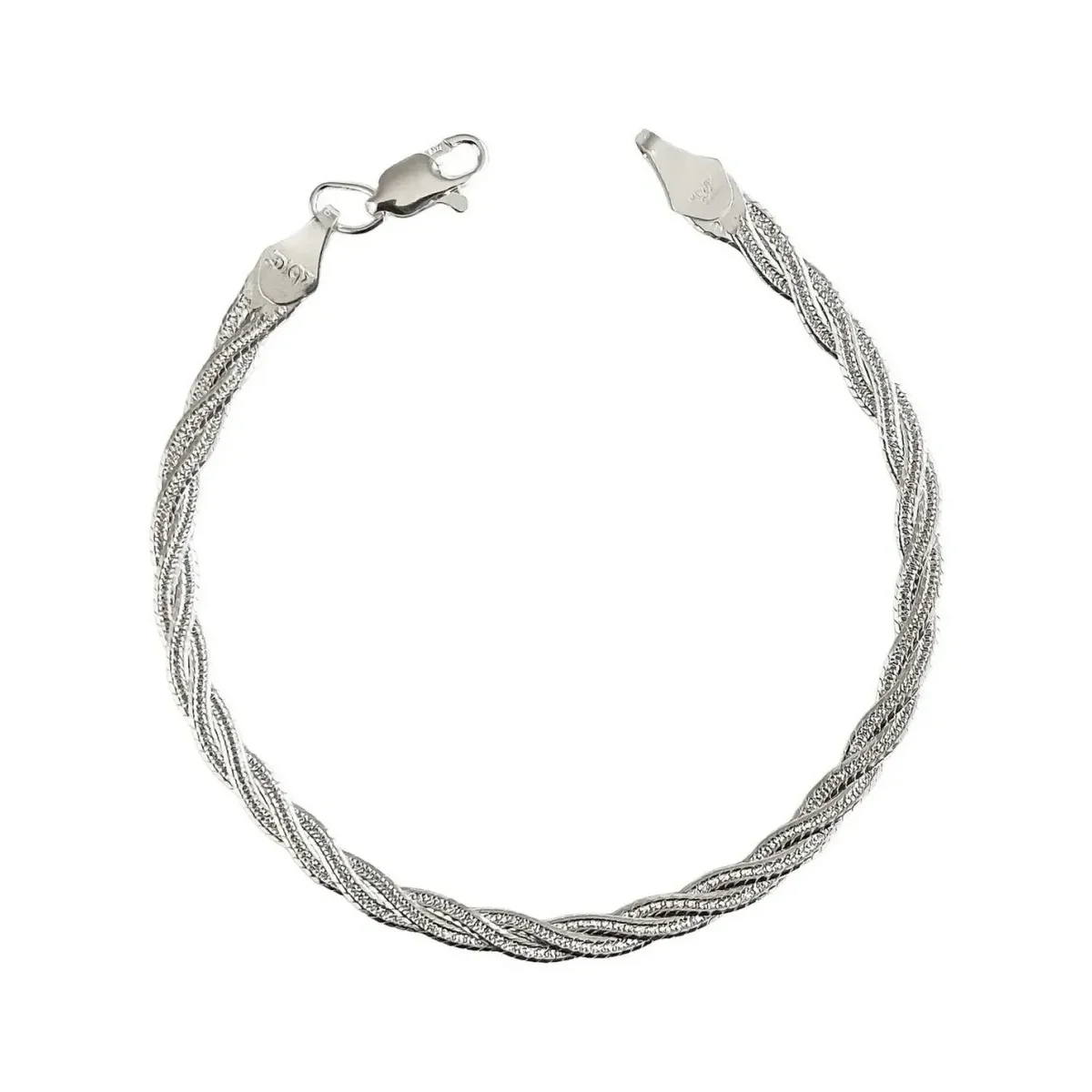 Pulsera esclava de plata 925 trenzada estilo florentino para mujer - Joyaris joyería mexicana