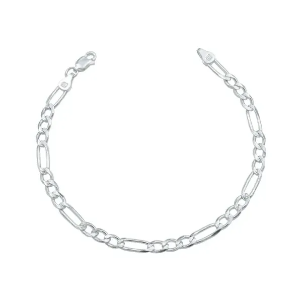 Pulsera Esclava Plata .925 Figaro 3x1 Diamantada 16.5 cm - Imagen 1
