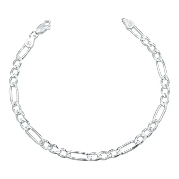 Pulsera Esclava Plata 925 Figaro 3x1 Diamantada 21cm - Imagen 1