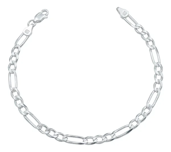 Pulsera Esclava Plata 925 Figaro 3x1 Diamantada 21cm - Imagen 1