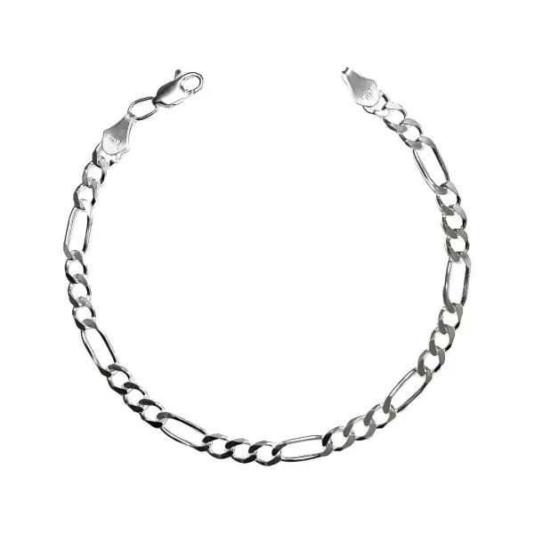 Pulsera Esclava Plata 925 Figaro 3x1 para Hombre 22cm - Imagen 1