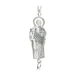 Pulsera Esclava Plata 925 Figaro con Dije San Judas Tadeo Hombre - Imagen 3