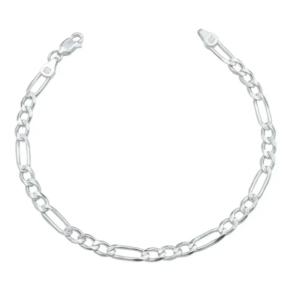 Esclava Fígaro 3x1 Diamantada Unisex Plata .925 21cm - Imagen 1