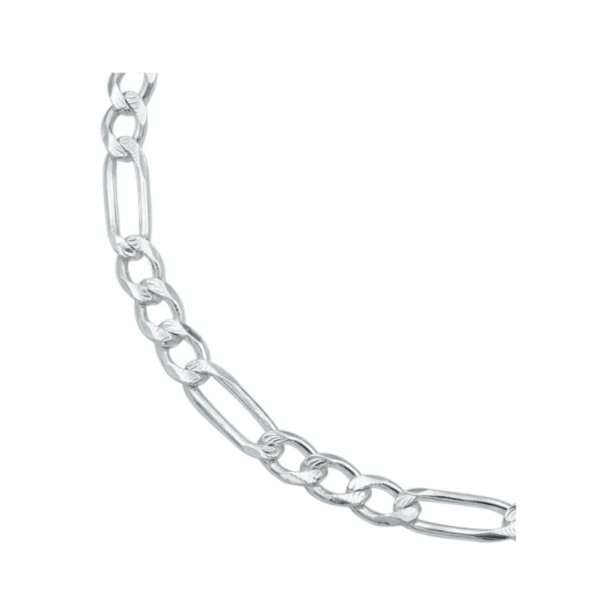 Pulsera Esclava Plata 925 Hombre Cadena Figaro 3x1 Diamantada - Imagen 2
