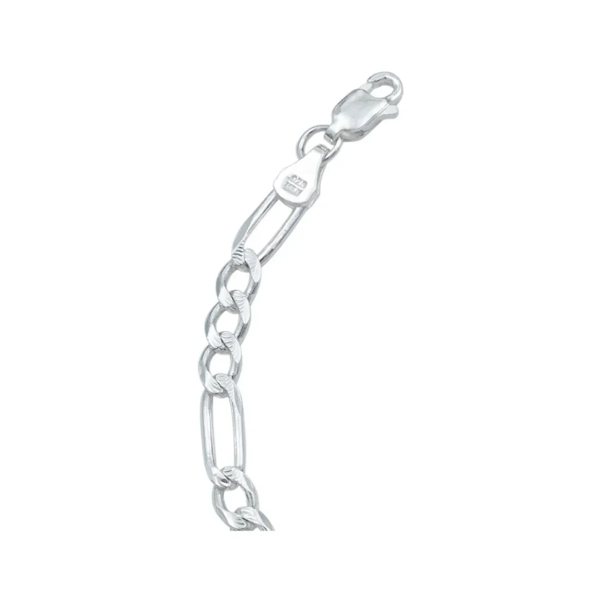 Pulsera Esclava Plata 925 Hombre Cadena Figaro 3x1 Diamantada - Imagen 5