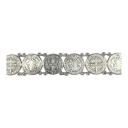 Pulsera Esclava Plata 925 Medallas San Benito 19.5cm Unisex - Imagen 2