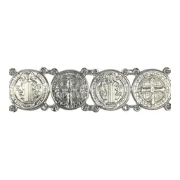 Pulsera Esclava Plata 925 Medallas San Benito 19.5cm Unisex - Imagen 3