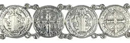Pulsera Esclava Plata 925 Medallas San Benito 19.5cm Unisex - Imagen 3