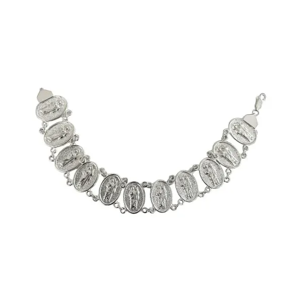 Pulsera de plata .925 plateado medallas San Judas broche perico — Joyaris