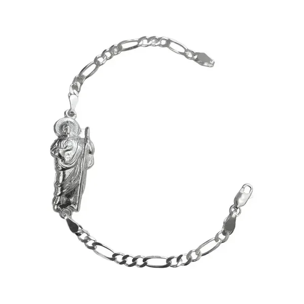Pulsera de plata .925 esclava San Judas Tadeo liso ajustable para hombre — Joyaris