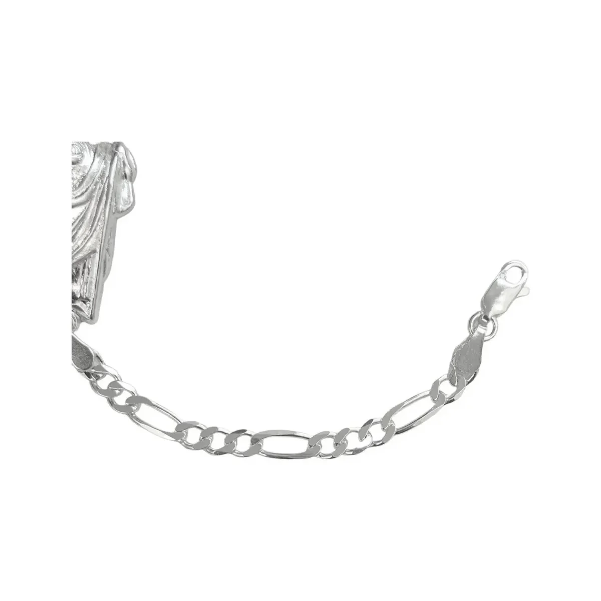 Pulsera Esclava Plata 999 San Judas Tadeo Cadena Figaro para Hombre - Imagen 4