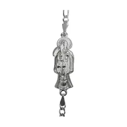 Pulsera Esclava Plata 925 Santa Muerte Cadena Figaro Hombre - Imagen 2