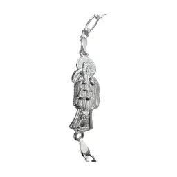 Pulsera Esclava Plata 925 Santa Muerte Cadena Figaro Hombre - Imagen 3