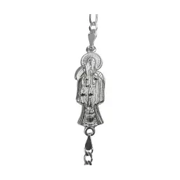 Pulsera Esclava Plata 925 Santa Muerte Lisa Cadena Figaro 3x1 - Imagen 2