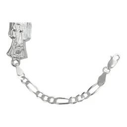 Pulsera Esclava Plata 925 Santa Muerte Lisa Cadena Figaro 3x1 - Imagen 4